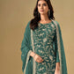 Rajwada Teal Chinon Embroidered Semi-Stitched Kurta Set For Women