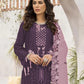 Rajwada Purple Georgette Embroidered Semi-Stitched Kurta Set For Women