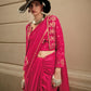 Rajwada Red Satin Woven Saree With Unstitched Blouse For Women