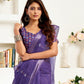 Rajwada Violet Cotton Linen Zari Work Saree For Women