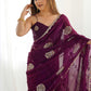 Rajwada Wine Chiffon Embroidered Elegant Saree For Women