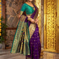 Rajwada Deep Purple Silk Blend Woven Pithani Saree For Women
