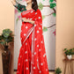 Rajwada Red Cotton Linen Woven Printed Saree For Women