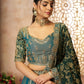 Rajwada Green Tissue Embroidered Semi-Stitched Lehenga For Women
