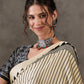 Rajwada Cream Silk Blend Printed Elegant Saree For Women