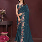 Rajwada Teal Blue Georgette Solid Saree For Women