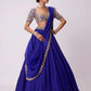 Rajwada Blue Georgette Embellished Semi Stitched Lehenga For Women