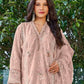 Rajwada Peach Organza Embroidered Semi Stitched Kurta Set For Women