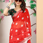 Rajwada Red Cotton Linen Woven Printed Saree For Women