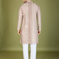 Rajwada Mauve Viscose Rayon Embroidered Stitched Kurta For Men
