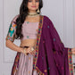 Rajwada Lavender Silk Blend Embroidered Semi-Stitched lehenga For Women