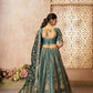Rajwada Green Tissue Embroidered Semi-Stitched Lehenga For Women
