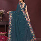 Rajwada Teal Blue Georgette Solid Saree For Women