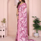Rajwada Pink Georgette Floral Print Saree For Women