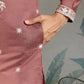 Rajwada Blush Pink Viscose Silk Embroidered Stitched Kurta For Men