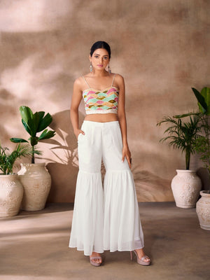 Rajwada White Georgette Embellished Stitched Co-Ord Set For Women