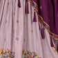 Rajwada Lavender Silk Blend Embroidered Semi-Stitched lehenga For Women