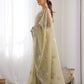 Rajwada Light Green Net Sequins Embroidered Saree With Unstitched Blouse For Women