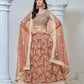 Rajwada Light Brown Net Embroidered Semi-Stitched lehenga For Women