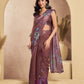 Rajwada Dusty mauve Cotton Linen Zari Work Saree For Women