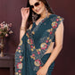 Rajwada Teal Blue Georgette Solid Saree For Women