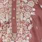 Rajwada Blush Pink Viscose Silk Embroidered Stitched Kurta For Men