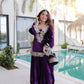 Rajwada Purple Velvet Solid Kurta Set For Women