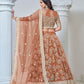 Rajwada Light Brown Net Embroidered Semi-Stitched lehenga For Women
