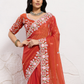 Rajwada Rust Orange Chiffon Embroidered Saree For Women