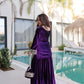Rajwada Purple Velvet Solid Kurta Set For Women