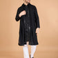 Rajwada Black Viscose Silk Sequins Stitched Kurta For Men