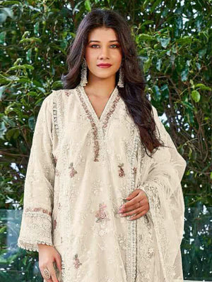 Rajwada White Organza Embroidered Semi Stitched Kurta Set For Women