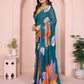 Rajwada Teal Blue Georgette Printed Saree For Women