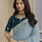 Rajwada Sky Blue Georgette Embroidered Elegant Saree For Women