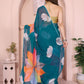 Rajwada Teal Blue Georgette Printed Saree For Women