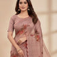 Rajwada Mauve Organza Solid Printed Saree For Women