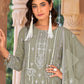 Rajwada Green Organza Embroidered Semi-Sitched Kurta Set For Women