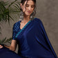 Rajwada Blue Silk Blend Printed Elegant Saree For Women
