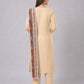 Beige Cotton Blend Plain Kurta Set