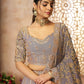 Rajwada Lavender Tissue Embroidered Semi-Stitched Lehenga For Women