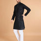 Rajwada Black Viscose Silk Sequins Stitched Kurta For Men