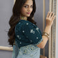 Rajwada Sky Blue Georgette Embroidered Elegant Saree For Women