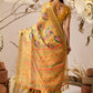 Rajwada Yellow Linen Cotton Printed Saree For Women