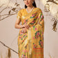 Rajwada Yellow Linen Cotton Printed Saree For Women