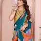 Rajwada Teal Blue Georgette Printed Saree For Women