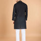 Rajwada Black Viscose Silk Sequins Stitched Kurta For Men