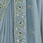 Rajwada Sky Blue Georgette Embroidered Elegant Saree For Women