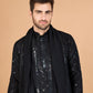 Rajwada Black Viscose Silk Sequins Stitched Kurta For Men