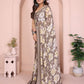 Rajwada Brown Georgette Floral Print Saree For Women