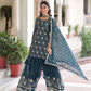 Rajwada Teal Green Georgette Embroidered Kurta Set For Women